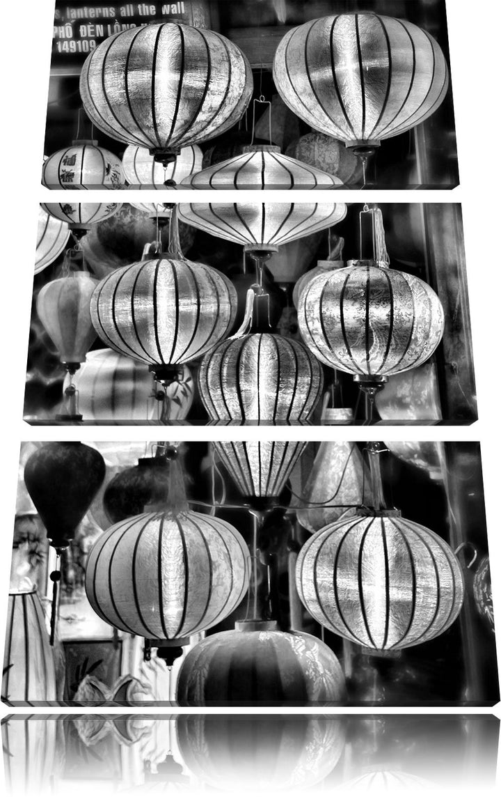 Pixxprint chinesische Laternen als Leinwandbild/Grösse: 3 Teilig (120x80) cm/Wandbild/Kunstdruck/fer