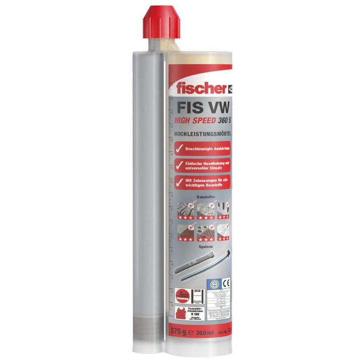 fischer 052150 Hochleistungsmörtel V HIGH Speed 360 S, 1 Kartusche 360 ml, 2 x FIS Easy Mixer FIS V