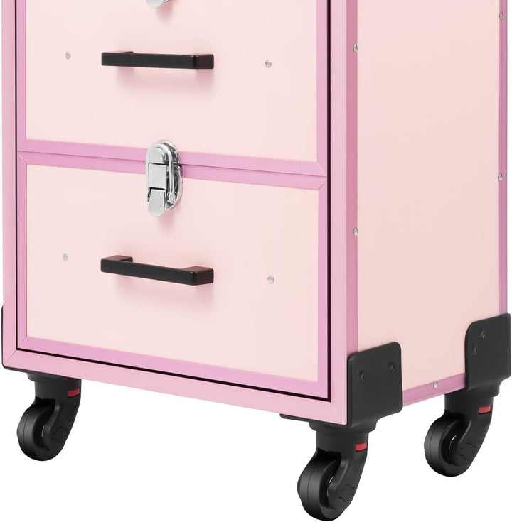 Kosmetikkoffer Trolley, Kosmetikkoffer Schminkkoffer mit 4 Rollen, Friseurkoffer Rollkoffer mit 2 Sc