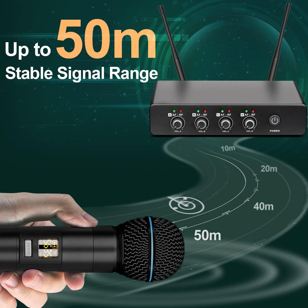 Depusheng R5 Drahtloses Mikrofon, professionelles kabelloses UHF-Handmikrofonsystem mit Vier dynamis