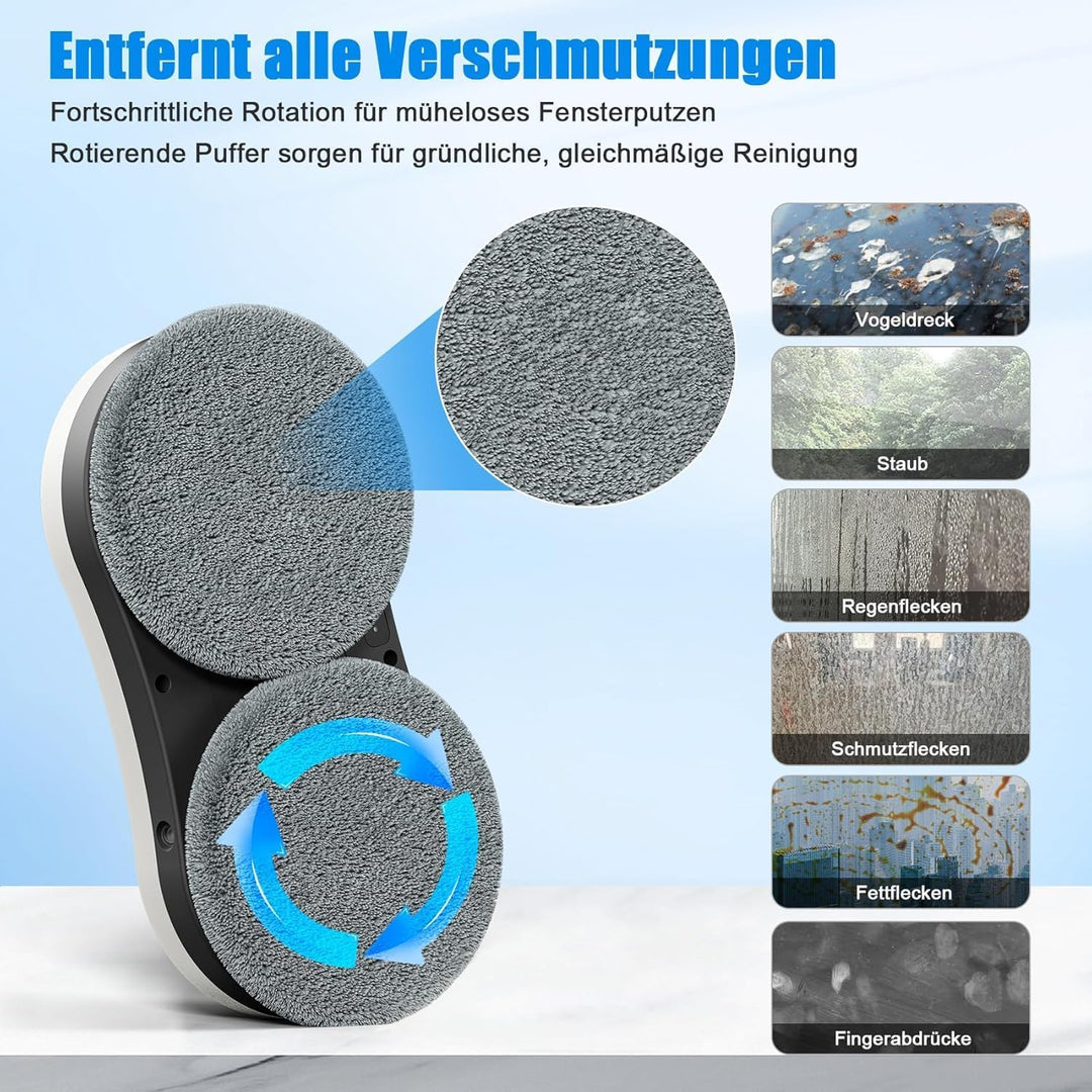 Roboclean Fensterputzroboter mit Sprühfunktion, Window Cleaning Robot 3 Reinigungsmodi für streifenf