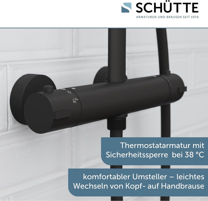 SCHÜTTE MADURA Duschsystem mit Thermostat, Duschset Regendusche inkl. Kopfbrause, Handbrause, mit Du