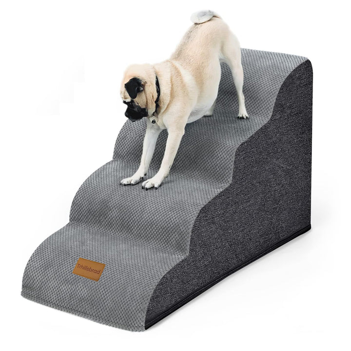 Breiter Hundetreppe 4 Stufen 50cm hoch für Kleine Hunde, Hochdichtem Schaumstoff Haustiertreppe, Was