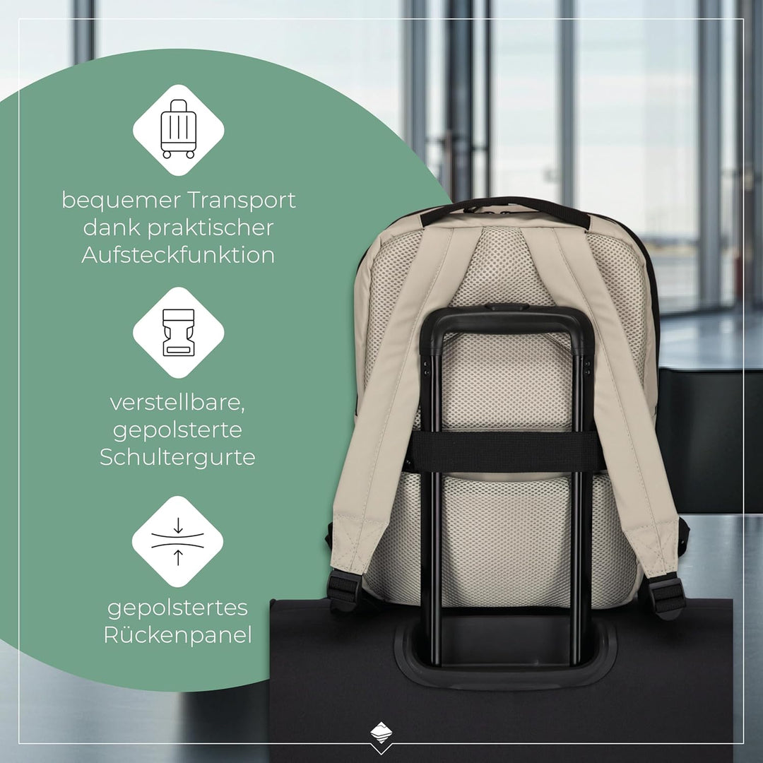 Travelite Handgepäck Rucksack, Laptopfach 13 Zoll, wasserabweisender Tagesrucksack mit Aufsteckfunkt