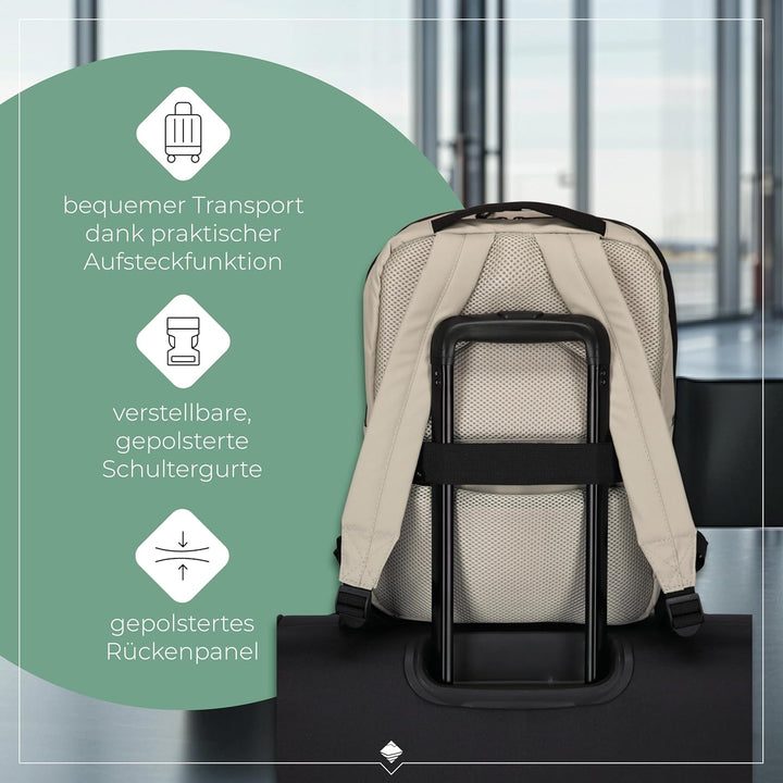 Travelite Handgepäck Rucksack, Laptopfach 13 Zoll, wasserabweisender Tagesrucksack mit Aufsteckfunkt