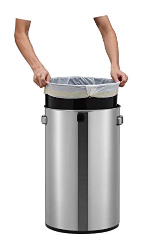PROREGAL Stilvoller offener Abfallsammler aus gebürstetem Edelstahl | 60 Liter, HxØ 68,5x40,5cm | Si