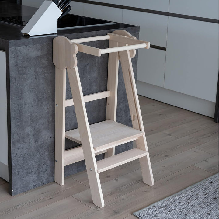 JOWE Lernturm für Kinder | Learning Tower aus Massivholz | klappbar und höhenverstellbar