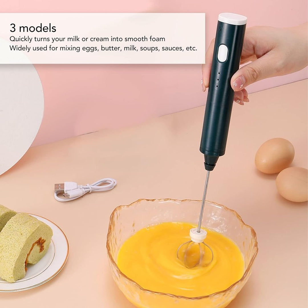 Elektrischer Mini-Stabmixer, Kabelloser Elektrischer Schneebesen mit Wiederaufladbarem USB und 2 Sch