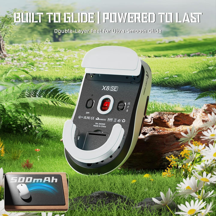 ATTACK SHARK X8SE Kabellose Gaming-Maus, 55g Ultraleicht, PAW3311 Sensor, BK52820 Chip, 25.000 DPI,