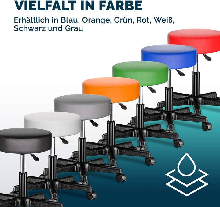 Casaria® Rollhocker Höhenverstellbar 2er Set 10cm Polsterung 46-60cm Höhe 360° Drehbar Ø35cm Rund Ro