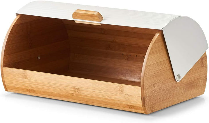 Zeller 25366 Brotkasten, Bamboo/Metall, weiss, ca. 39 x 27 x 19 cm, Brotaufbewahrung, Trendige weiss