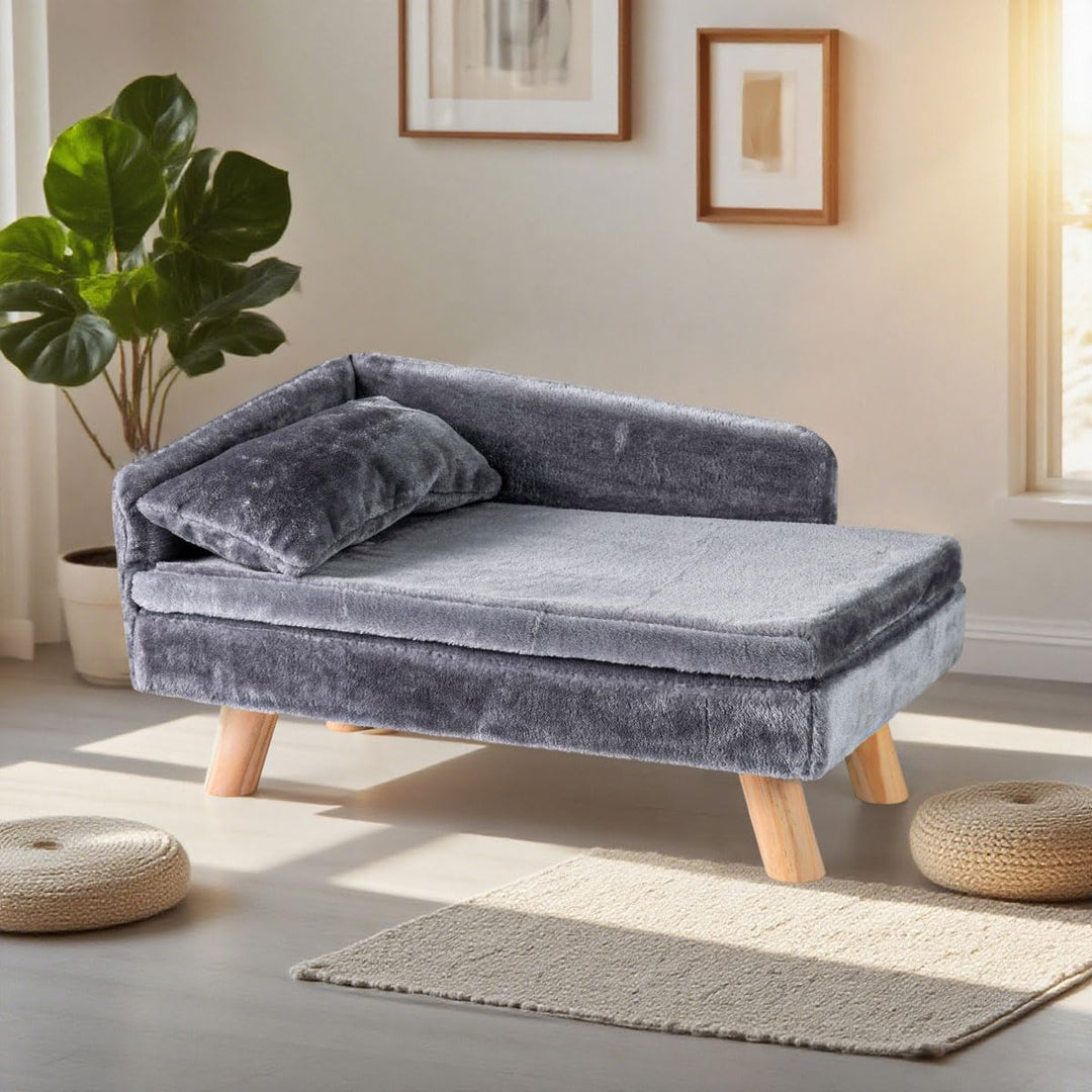 COSTWAY Katzensofa Luxus, Katzenbett erhöht, Katzencouch mit 2 abnehmbaren Kissens, Rückenlehne &amp; Ho
