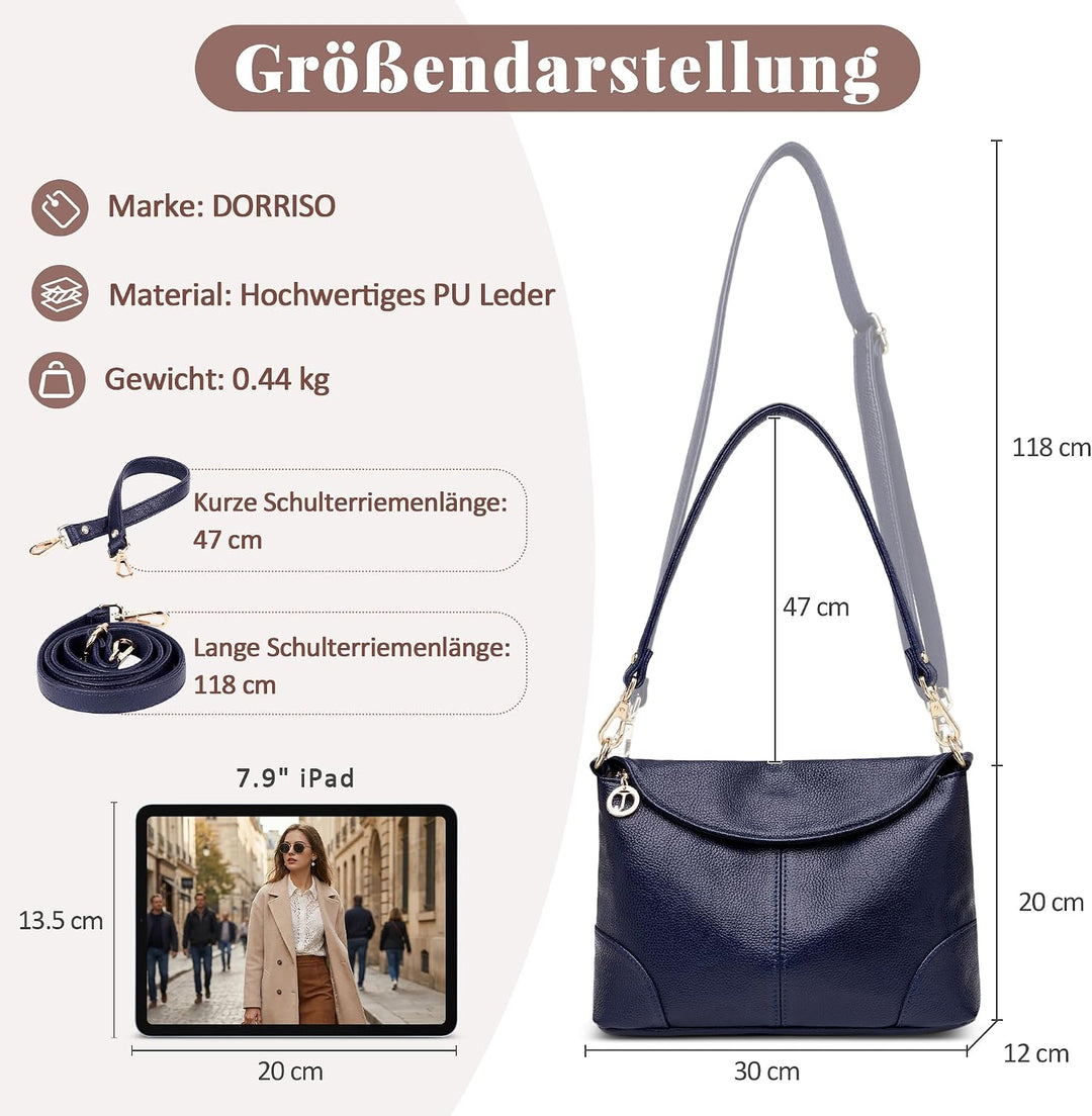DORRISO Elegant Damen Umhängetasche Frauen Handtasche Schultertasche Casual Umhängetaschen Damen Rei