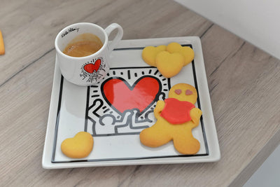 Egan Set 6 Kaffeetassen Stapelbar K. Haring, elfenbein, PKH02I/6X
