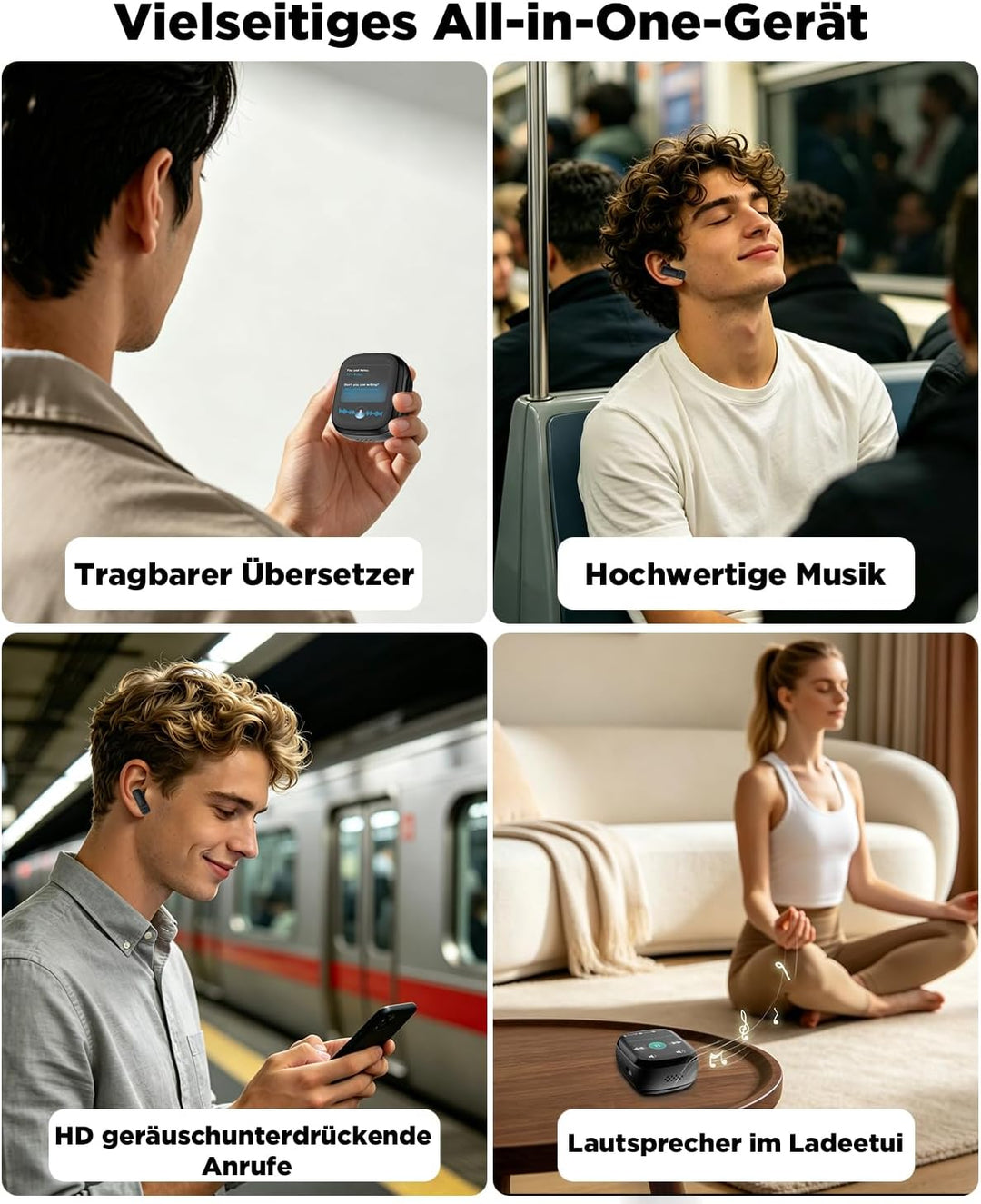 NE72 KI-Übersetzungskopfhörer mit eigenständigem Übersetzer im Ladecase, ohne Smartphone. 7 Modi &amp; 1