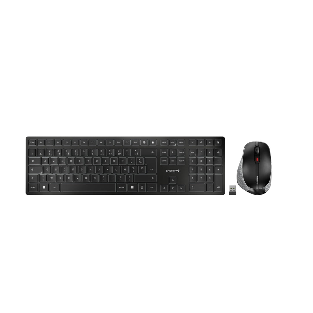 CHERRY DW 9500 Slim, kabelloses Tastatur- und Maus-Set, Französisches Layout (AZERTY), Bluetooth- od