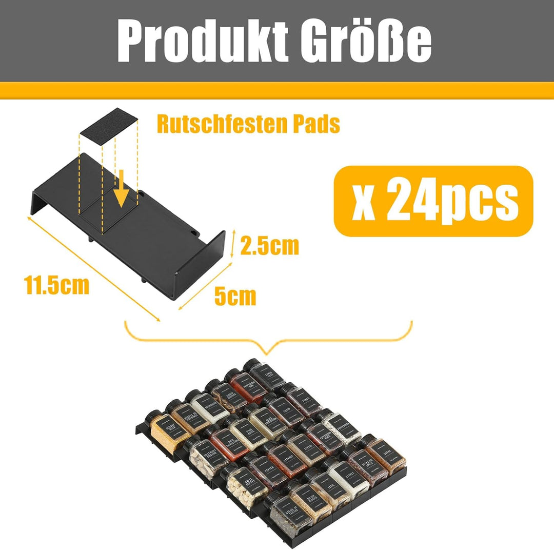 Famhap Gewürz Organizer Schublade, 24 Stück Patchworkable Gewürzregal Schublade, Küchen Organizer sc