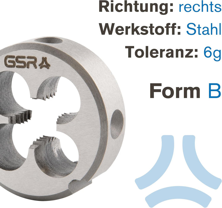 GSR Profi Schneideisen | Gewindeschneider für Aussengewinde | HSS M Form B | Für Handwerk, Industrie