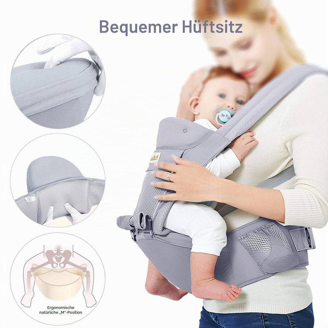 Viedouce Babytrage Ergonomische mit Hüftsitz/Reine Baumwolle Leicht und atmungsaktiv/Multiposition:D