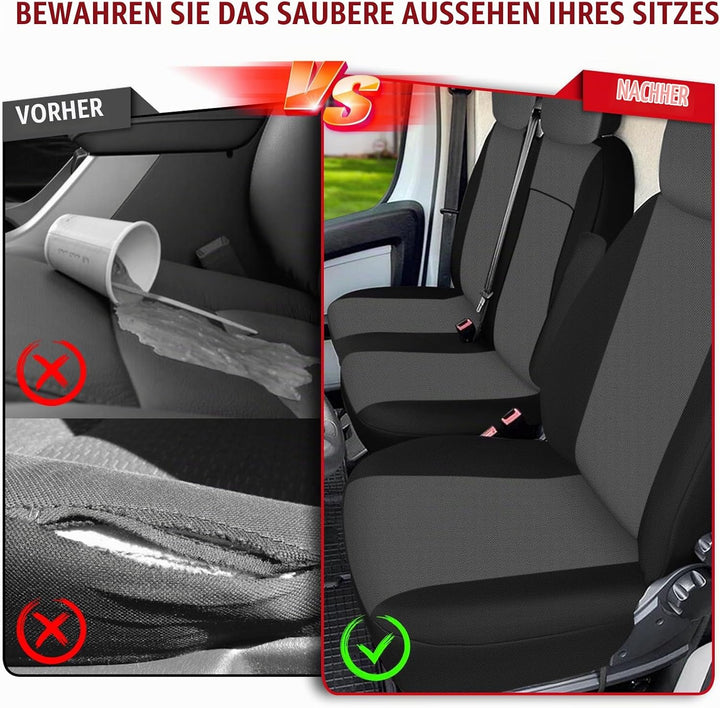 Sitzbezüge Auto für 2006-2025 FIAT Ducato Citroen Jumper- 2+1, Autositzbezüge Auto-Sitzschoner Schon