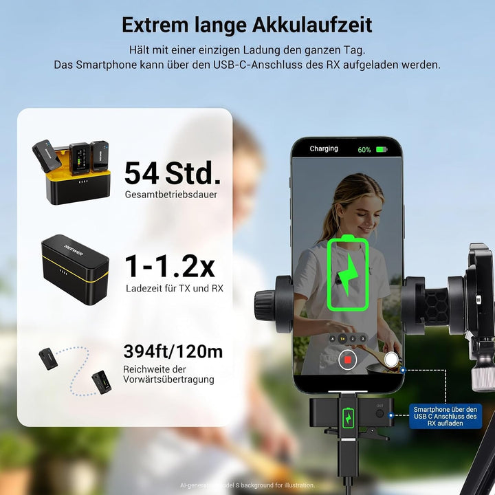 NEEWER CM26 MAX AI kabelloses Lavalier Mikrofon kompatibel mit iPhone 17 16 15 Android Kamera PC, US