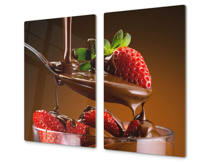 Küchenbrett aus Hartglas und Induktionskochplattenabdeckung – Schneideplatten SINGLE mit 60 x 52 cm