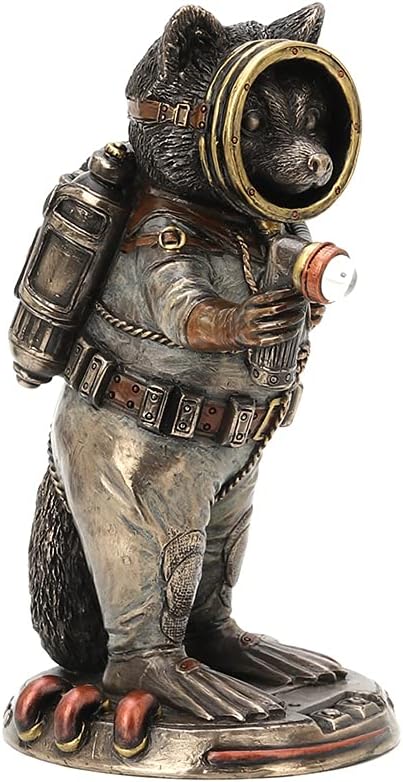 Veronese Design Skulptur Waschbär Frogman Cadet Steampunk Kunstharz handbemalt Tier Sammlerfiguren M