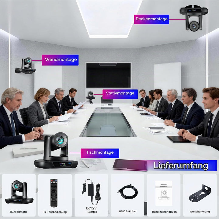 PTZ-Kamera 20X Optischer Zoom USB3.0 HDMI Konferenzkamera 1080P 60FPS Weitwinkel PTZ Camera für Kirc