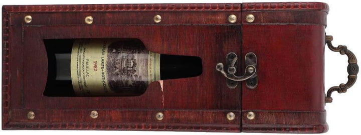 Weinflaschen-Geschenkbox aus Holz, Wein-Geschenkbox mit Griff, Dekorative Vintage-Geschenkbox für We