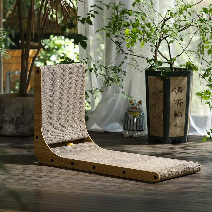 FUKUMARU Kratzbrett Katzen, 68 cm hohe L förmige Kratzpappe für Katzen, widerstandsfähig Katzenkratz