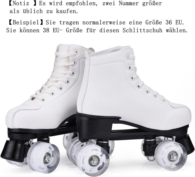 Damen Klassische Retro Rollschuhe,Rollschuhe mit Vier Rollen in Doppelreihe,Classic Roller, Rollschu