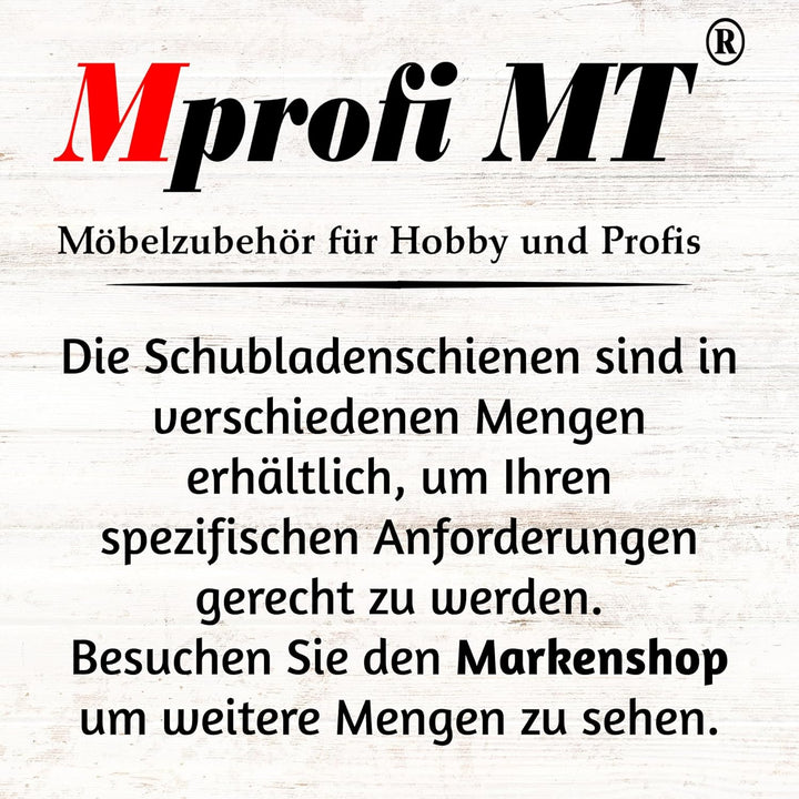 10 X Mprofi MT® (10 Paar) Schubladenschienen-Schubladenauszug-Schienen für Schubladen-Rollenauszug-M