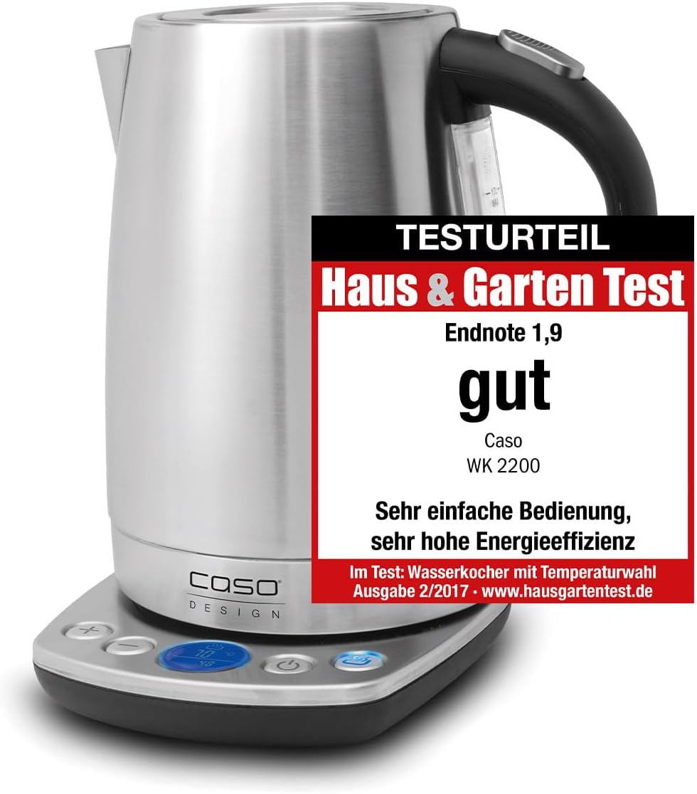 Caso WK 2200 electric kettle 1.7 L 2200 W Black Stainless steel