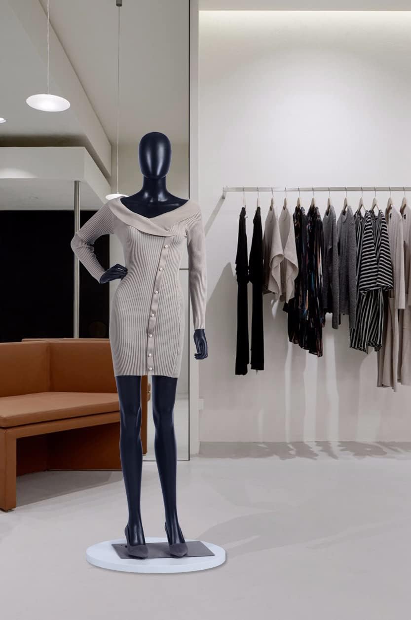 EurotonDisplay FC-11Black schwarz matt abstrakte Schaufensterpuppe mit Metallplatte Egghead ohne Ges