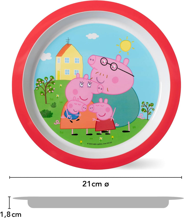 Peppa Wutz Kindergeschirr Set 3-teilig - Frühstücksset mit Teller, Schale und Becher - Kindergeschir