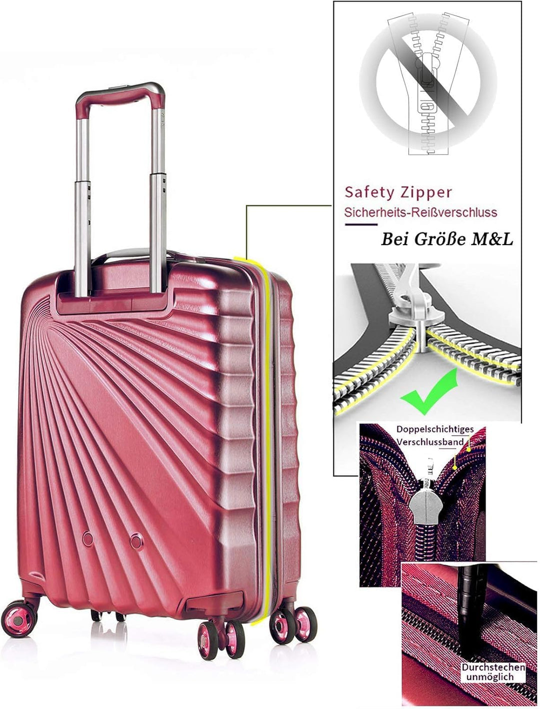 ABISTAB VERAGE Leichter Hartschalen-Koffer Handgepäck TSA integriert S-M-L-Set von Kinetic, 4 Rollen