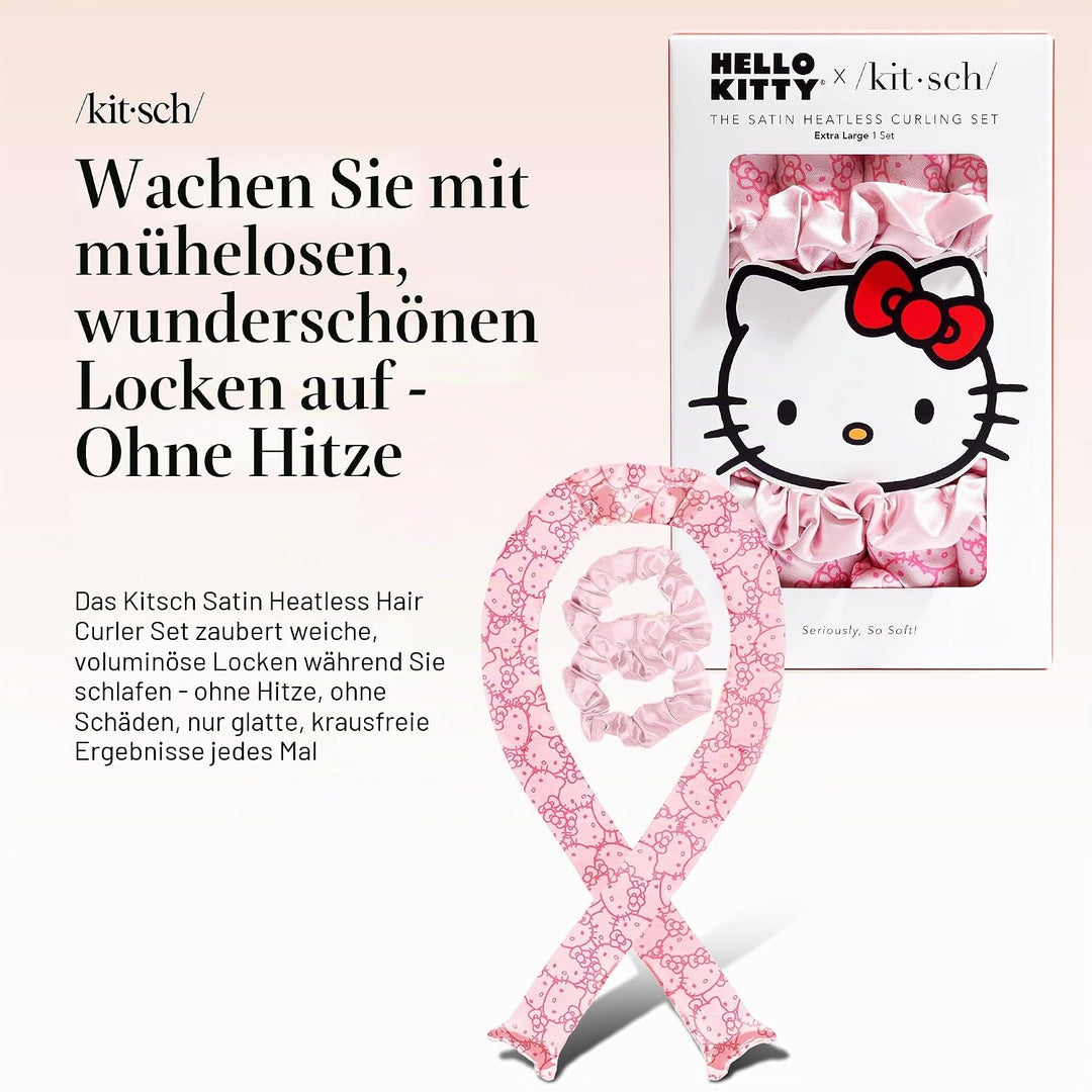 Hello Kitty x Kitsch Jumbo-Lockenset für die Nacht, hitzefreier Lockenwickler, Lockenstab für weiche