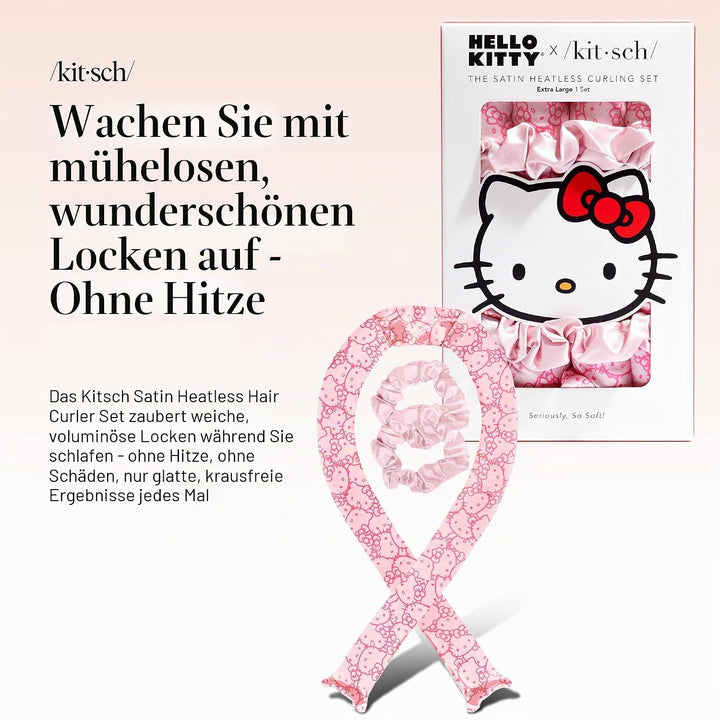 Hello Kitty x Kitsch Jumbo-Lockenset für die Nacht, hitzefreier Lockenwickler, Lockenstab für weiche