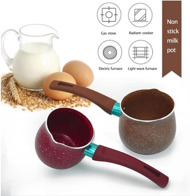 Uadme Antihaft-Milchpfanne, 10 cm Kleiner Topf Mini-Milchtopf aus Aluminium Einhand-Kaffeewärmer für