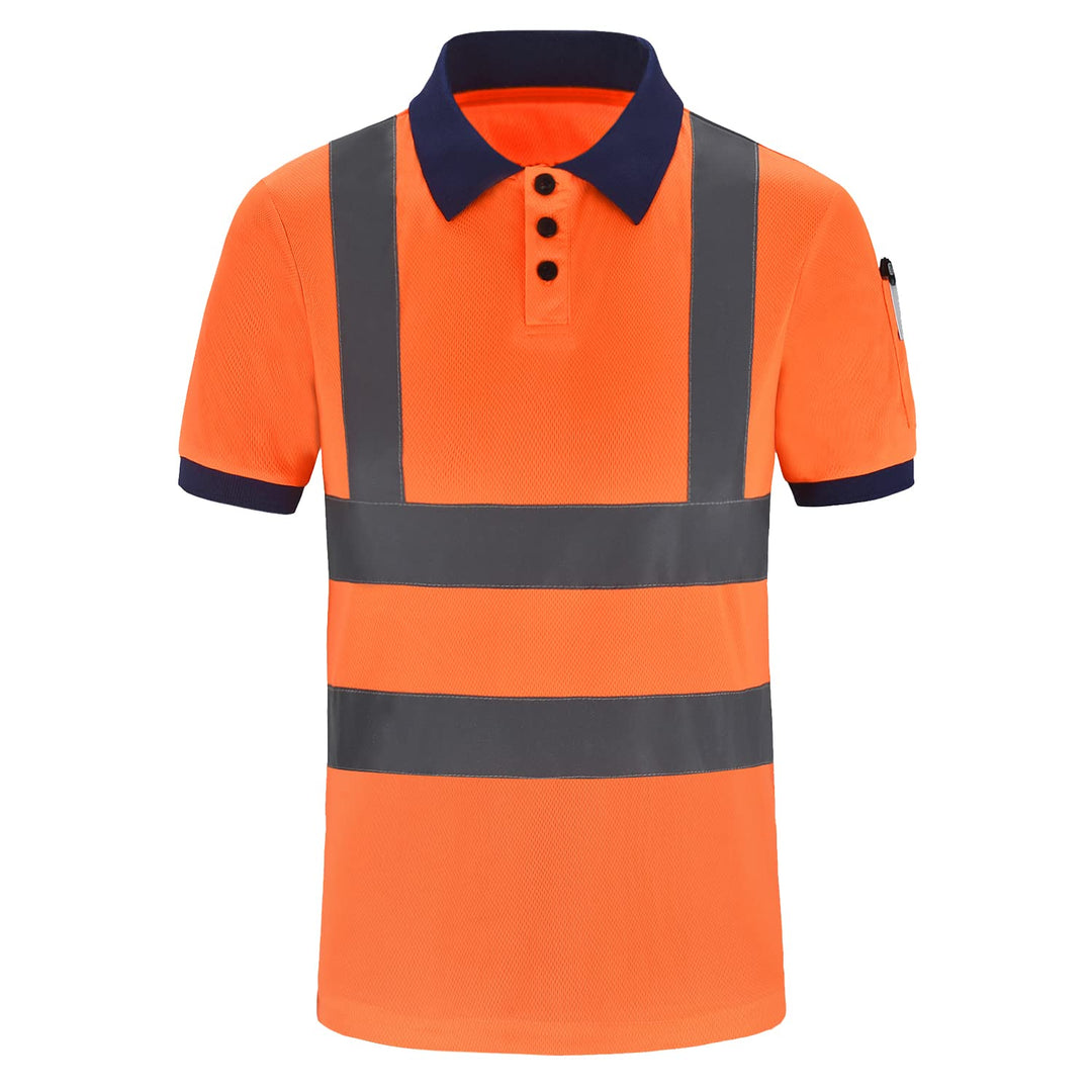 Warnschutz Polo T-Shirt Warnschutzshirt Warnshirt Warnschutz Arbeitskleidung 7 Farben XL Kurzarm-ora