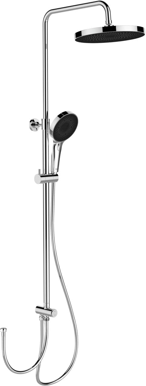 WENKO Duschsystem Softwater, Duschstange aus Edelstahl mit Regenduschkopf, Handbrause, Duschschlauch