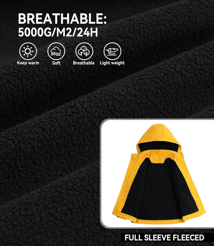 YoungSoul Kinder wasserdichte Regenjacke mit Abnehmbarer Kapuze, 146-152 Gelb
