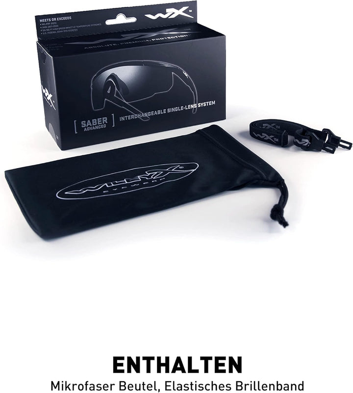 Wiley X Herren Saber Advanced Schutzbrille (1er Pack) L Grau Gläser | Matt Schwarz Gestell, L Grau G