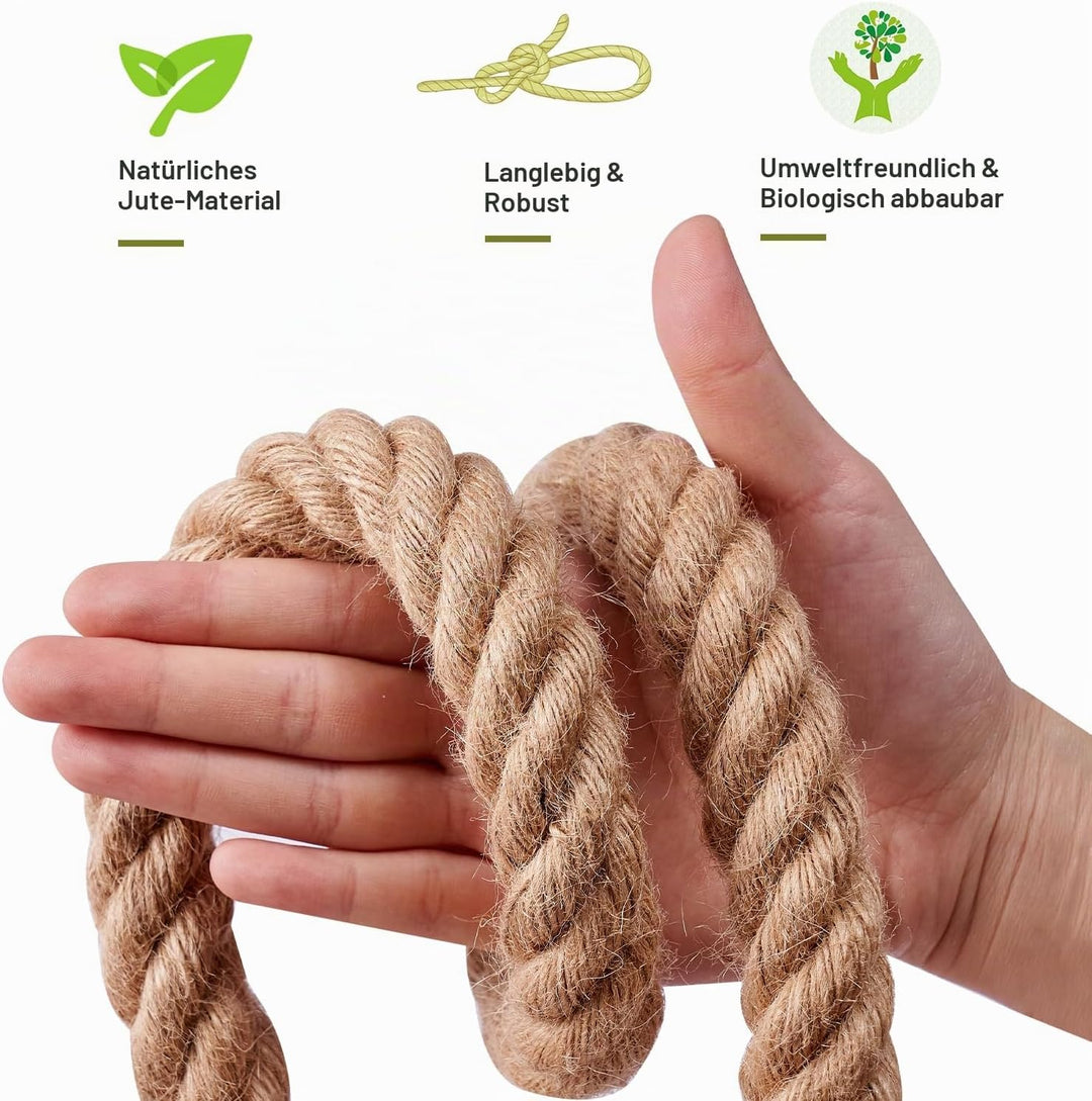 Juteseil 24mm 20M,Natürliche Hanfseil 4-Stränge Dicke Jute Schnur Gedreht Tauwerk Tau Seil für Garte