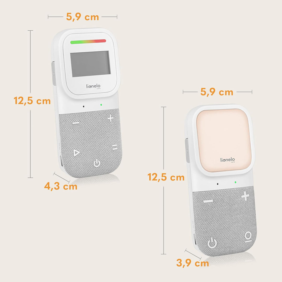Lionelo Babyline 2.3 Audio-Babyphone mit Nachtlicht, Reichweite bis zu 400 m, LCD-Display, Gegenspre