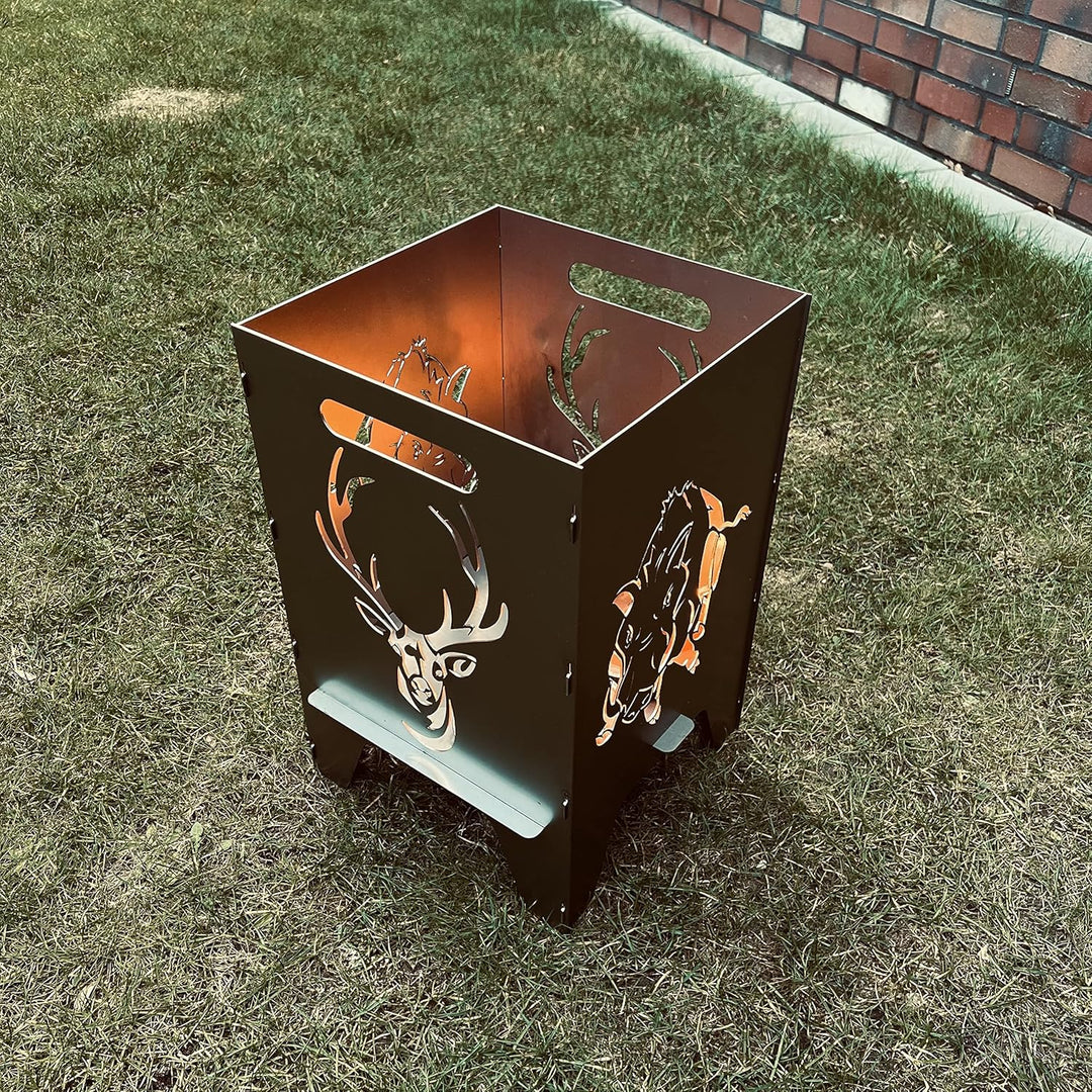 Feuertonne (50cm) Mit Motiv (50cm Hirsch & Wildschwein), 50cm Hirsch & Wildschwein