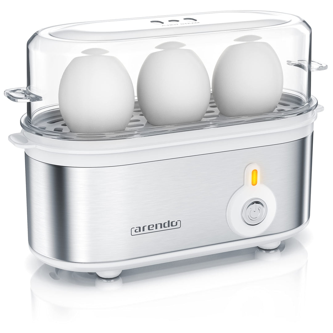 Arendo - Edelstahl Eierkocher Threecook - Egg Cooker - EIN AUS-Schalter - Wählbarer Härtegrad - 210