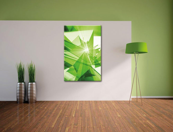 Abstrakt grünes Eis, Format: 100x70 auf Leinwand, XXL riesige Bilder fertig gerahmt mit Keilrahmen,