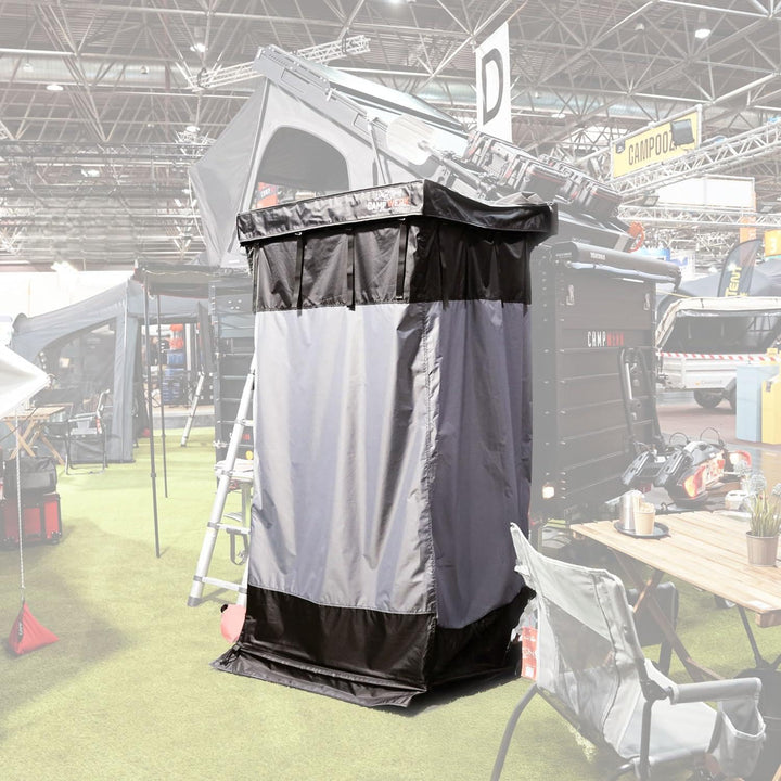 CAMPWERK Duschzelt – Höhenverstellbar (175-215 cm) mit Regenhaube, LED-Beleuchtung – Perfekt für Cam