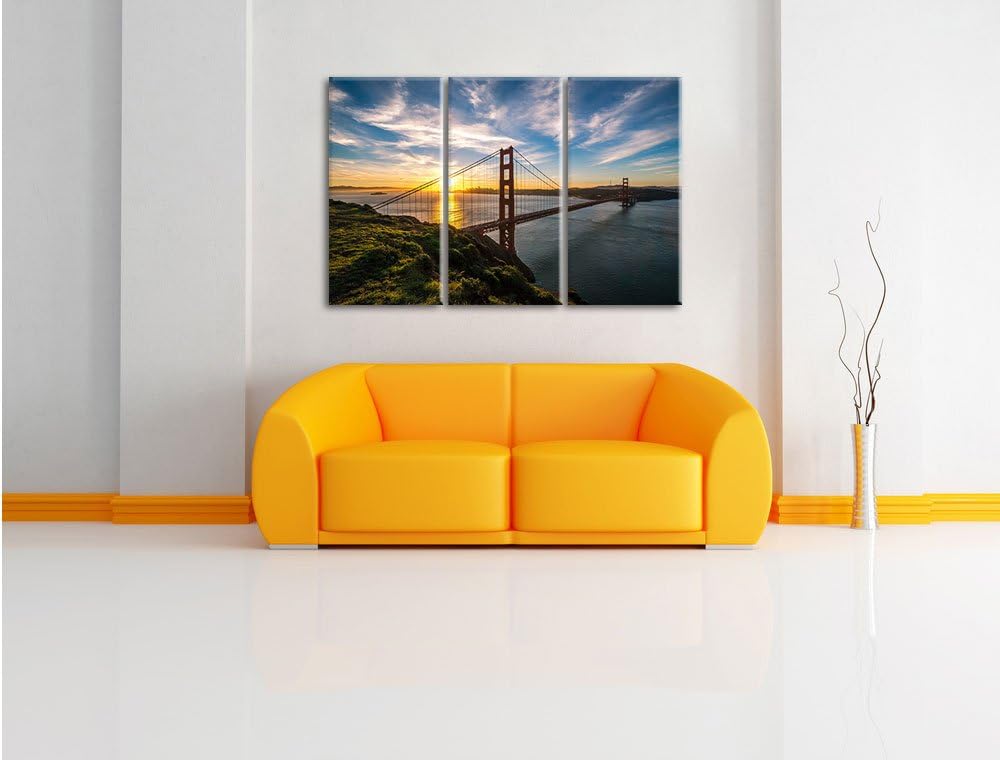 Pixxprint Golden Gate Bridge als Leinwandbild 3 teilig/Grösse: 3 Teilig (120x80) / Wandbild/Kunstdru